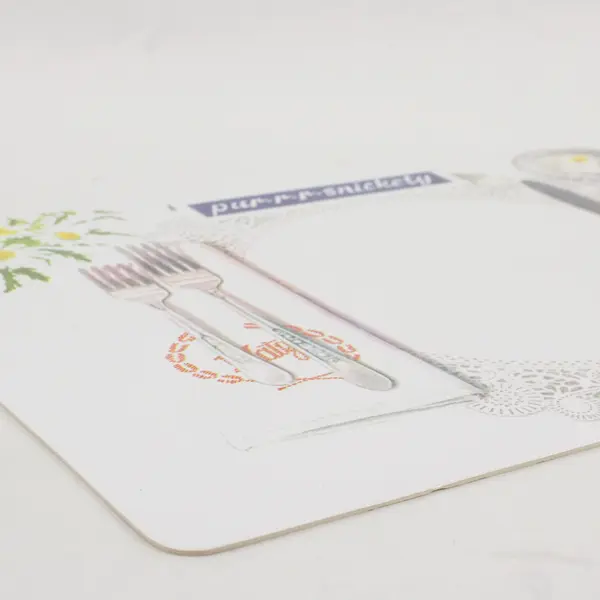 Set of 9 Purrr-Snickety Plastic Placemats Silverware Design 16x11