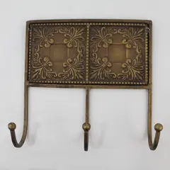 Brass Fleur-de-Lis Wall-Mounted Coat Hat Rack 3 Hook Decorative
