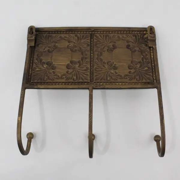 Brass Fleur-de-Lis Wall-Mounted Coat Hat Rack 3 Hook Decorative