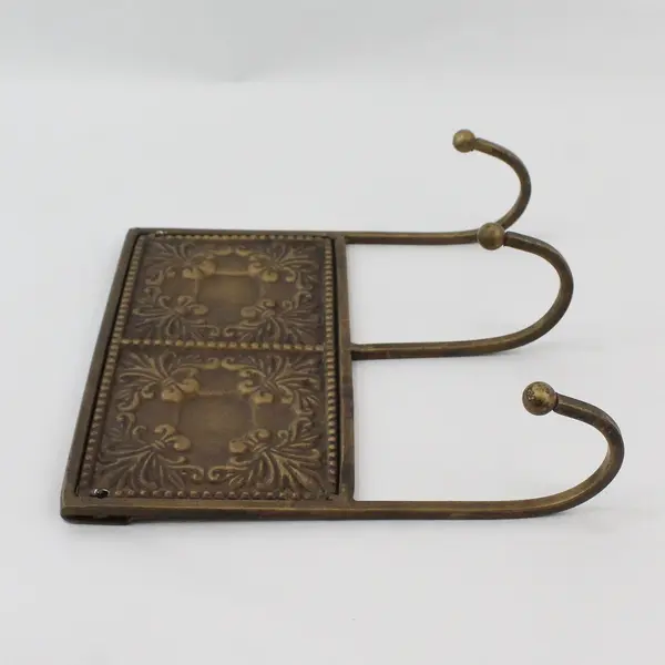 Brass Fleur-de-Lis Wall-Mounted Coat Hat Rack 3 Hook Decorative