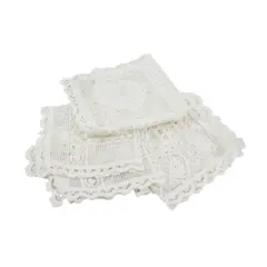 Lot of 3 Rectangular White Lace Pieces 12x14 Heart Design Craft