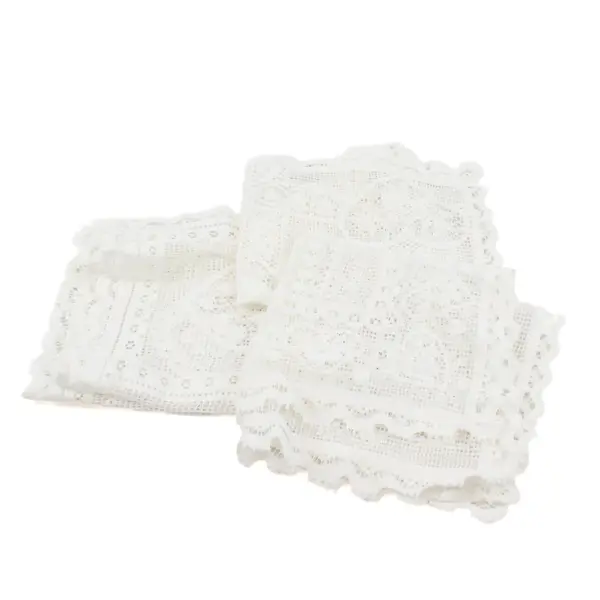 Lot of 3 Rectangular White Lace Pieces 12x14 Heart Design Craft