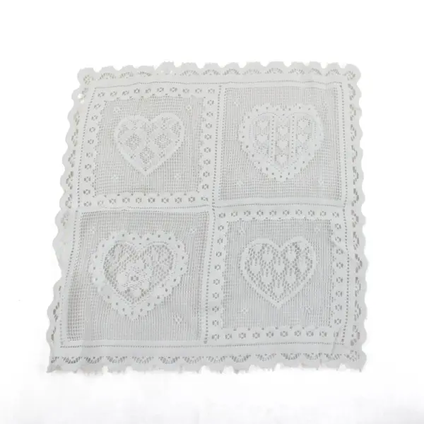 Lot of 3 Rectangular White Lace Pieces 12x14 Heart Design Craft