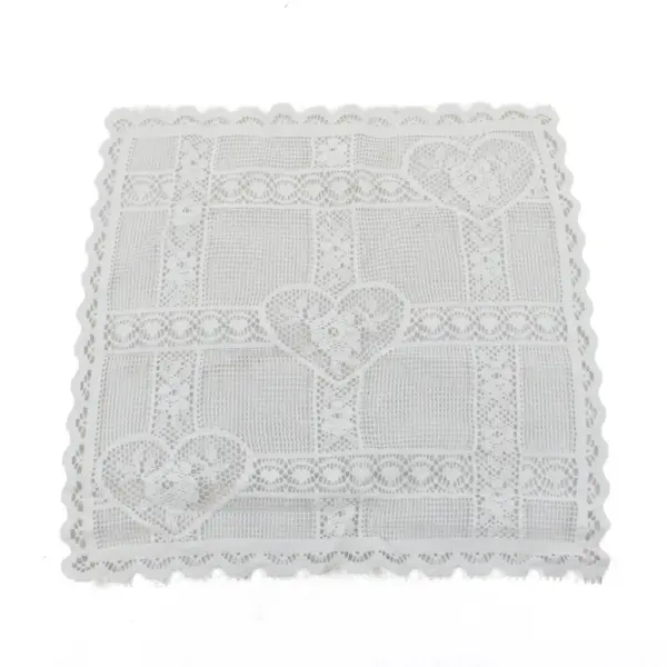 Lot of 3 Rectangular White Lace Pieces 12x14 Heart Design Craft