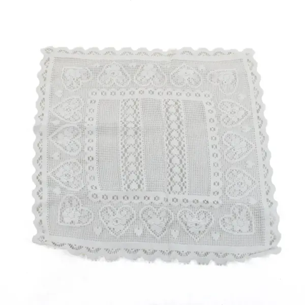 Lot of 3 Rectangular White Lace Pieces 12x14 Heart Design Craft