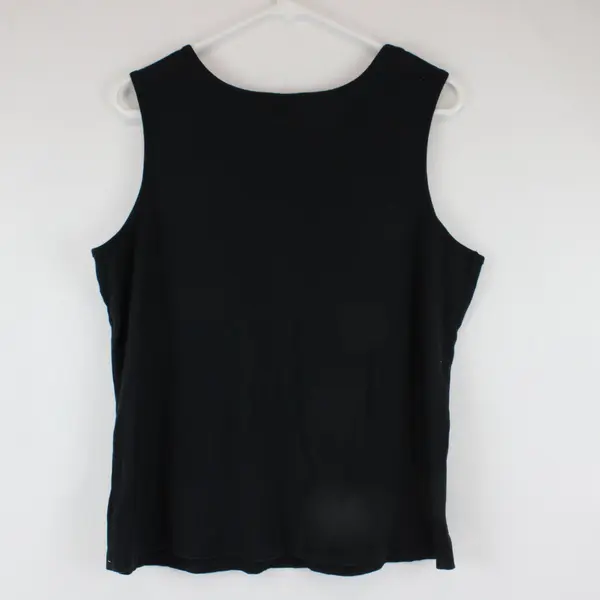 NY Collection Women's Black Tank Top Yellow Rhinestone Bedazzled 2X