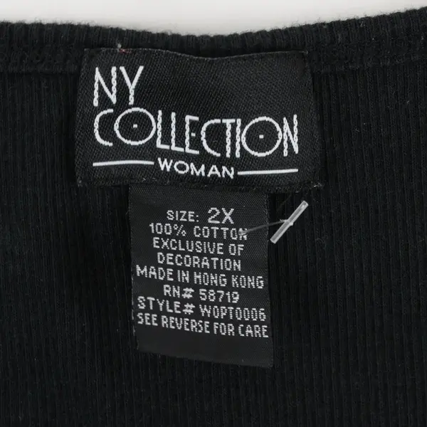 NY Collection Women's Black Tank Top Yellow Rhinestone Bedazzled 2X
