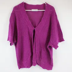 Sag Harbor Women's Knit Short Sleeve Cardigan Fuchsia Purple 2X