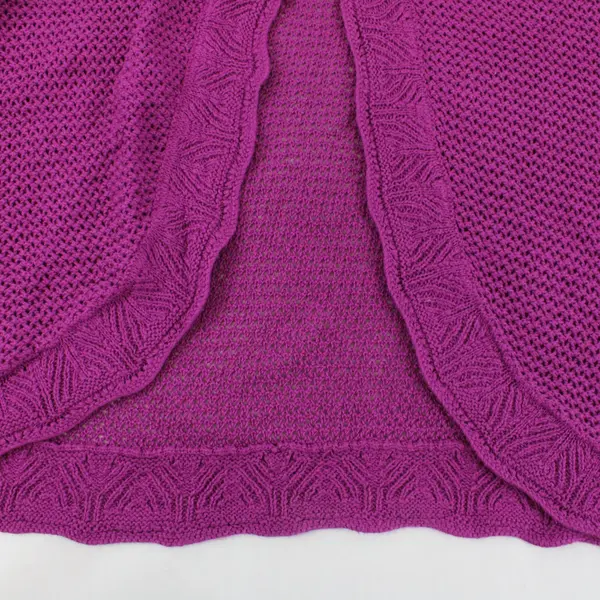 Sag Harbor Women's Knit Short Sleeve Cardigan Fuchsia Purple 2X