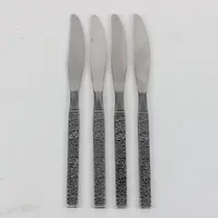 Set of 4 Floral Pattern Stainless Korea Table Knives