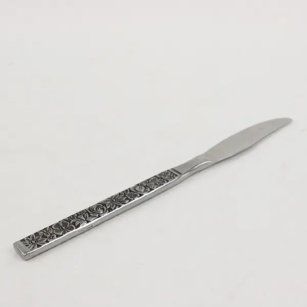 Set of 5 Stainless Steel Table Knives Ornate Floral Handles Stainless Korea