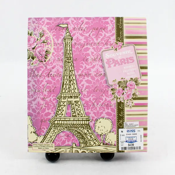 Paris Souvenir Photo Album Scrapbook Pink Eiffel Tower 6x4 Used