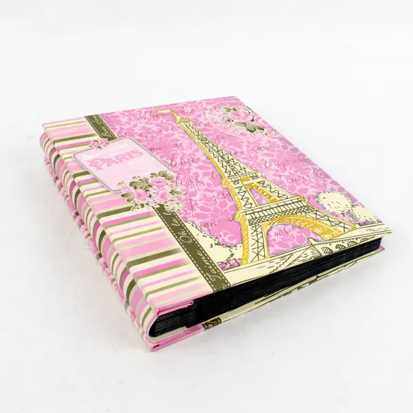 Paris Souvenir Photo Album Scrapbook Pink Eiffel Tower 6x4 Used