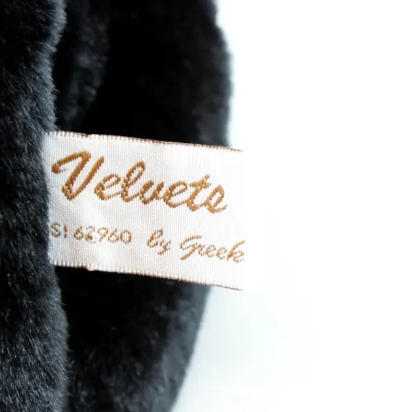 Velvets by GREEK Black Puppy Dog Plush Stuffed Animal 8 Inch