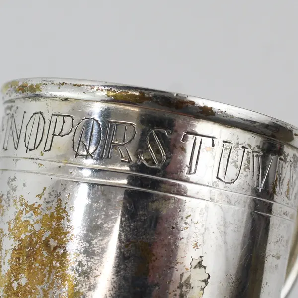 Vintage Silver Plated Child's Cup Alphabet Band Collectible