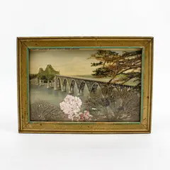 Vintage Oregon Coos Bay Bridge Art Print Made of Ocean Moss Mrs F.M. Arnold