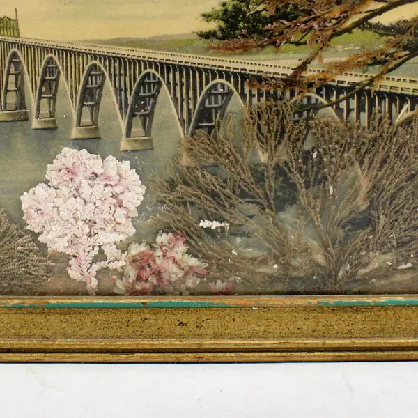 Vintage Oregon Coos Bay Bridge Art Print Made of Ocean Moss Mrs F.M. Arnold