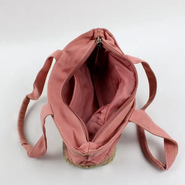 Pink & Beige Small Shoulder Bag Purse Bow Accent Pre-Owned