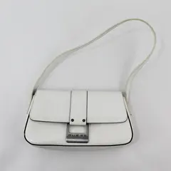 GUESS Small White Vinyl Shoulder Bag Handbag Purse FLAWED
