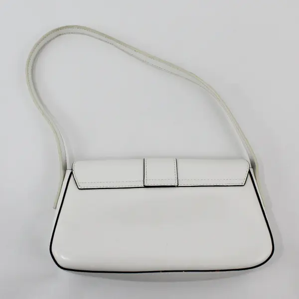 GUESS Small White Vinyl Shoulder Bag Handbag Purse FLAWED