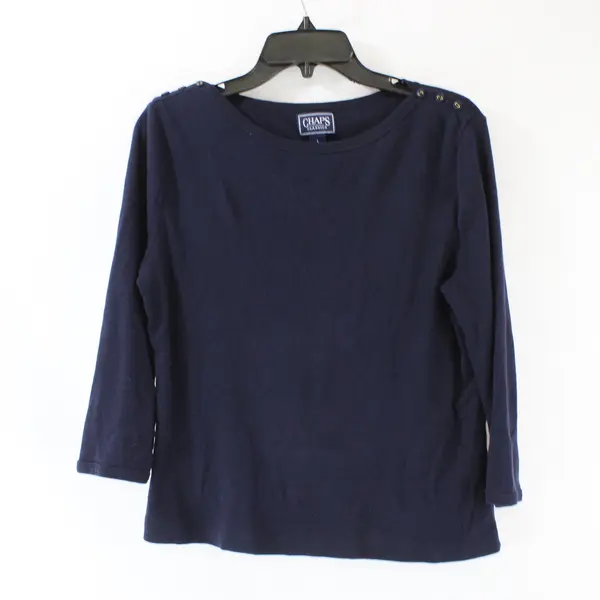 Chaps Classics Women's Large Navy Blue 3/4 Sleeve Shirt