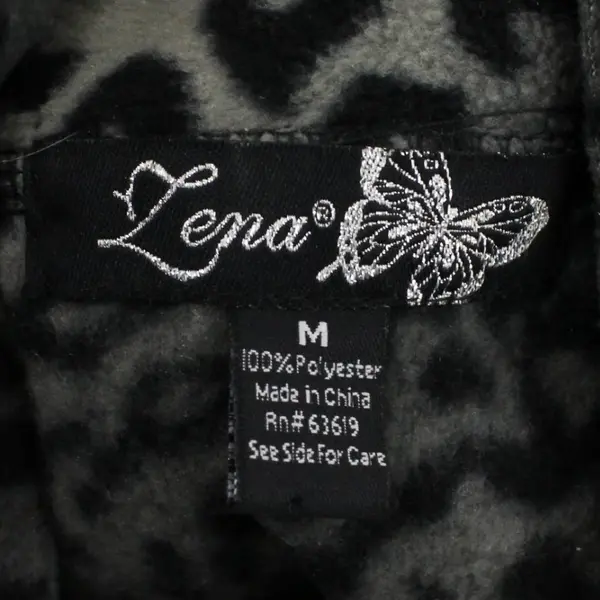 Lena Gray Women's Black Leopard Fleece Zip Vest Medium