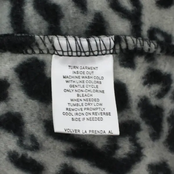 Lena Gray Women's Black Leopard Fleece Zip Vest Medium