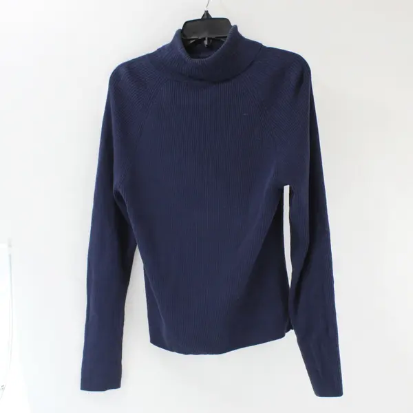 Pria Women's Navy Blue Cotton Turtleneck Sweater Size Large