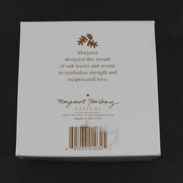 Margaret Furlong 1996 Oak & Acorn Wreath Christmas Ornament Boxed 3"