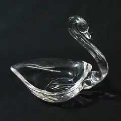 Vintage Clear Glass Swan Trinket Dish Jewelry Coin Key Holder 6 Inch