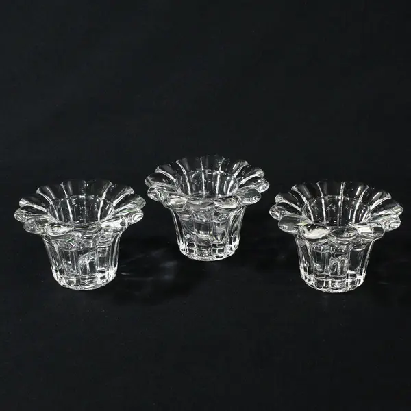 Set of 3 Vintage KIG Clear Glass Votive Candle Holders 2 Inch