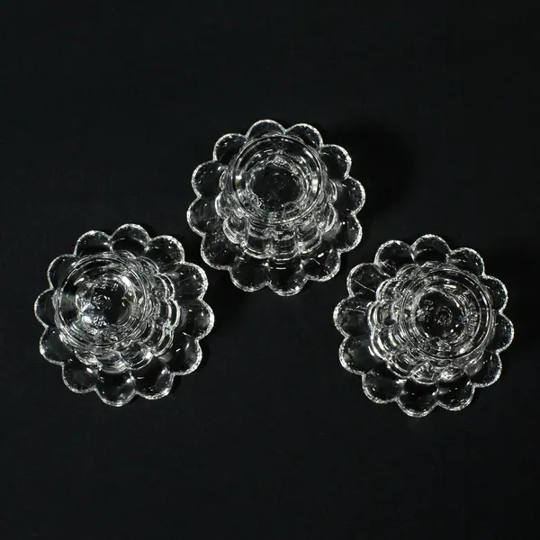 Set of 3 Vintage KIG Clear Glass Votive Candle Holders 2 Inch