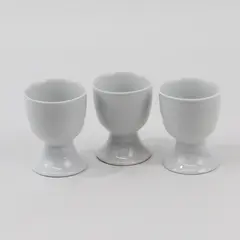 Set of 3 White Ceramic Egg Cups 2.5 Inch Soft Boiled Breakfast