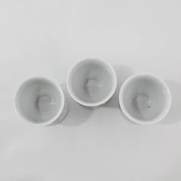Set of 3 White Ceramic Egg Cups 2.5 Inch Soft Boiled Breakfast