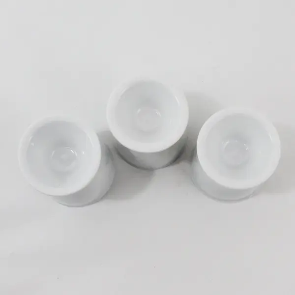Set of 3 White Ceramic Egg Cups 2.5 Inch Soft Boiled Breakfast