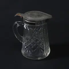 Vintage Pressed Glass Syrup Pitcher Collectible Kitchen Decor