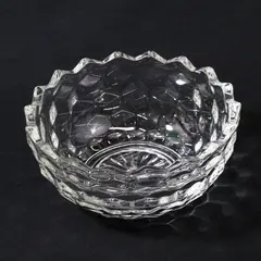Vintage Clear Pressed Glass Cubist Bowl Sawtooth Rim 5.25 Inch