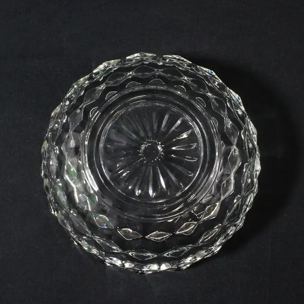 Vintage Clear Pressed Glass Cubist Bowl Sawtooth Rim 5.25 Inch