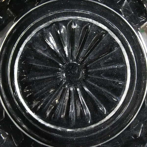 Vintage Clear Pressed Glass Cubist Bowl Sawtooth Rim 5.25 Inch