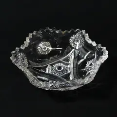 Vintage Clear Pressed Glass 6-Point Starburst Bowl 5.5 Inch