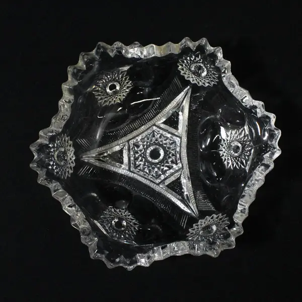 Vintage Clear Pressed Glass 6-Point Starburst Bowl 5.5 Inch