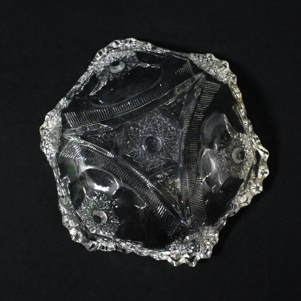 Vintage Clear Pressed Glass 6-Point Starburst Bowl 5.5 Inch