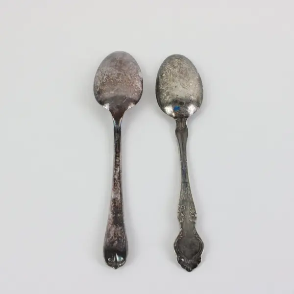 Lot of 2 Vintage Silverplate Teaspoons Wm Rogers 1847 Rogers Bros Violet Sonata