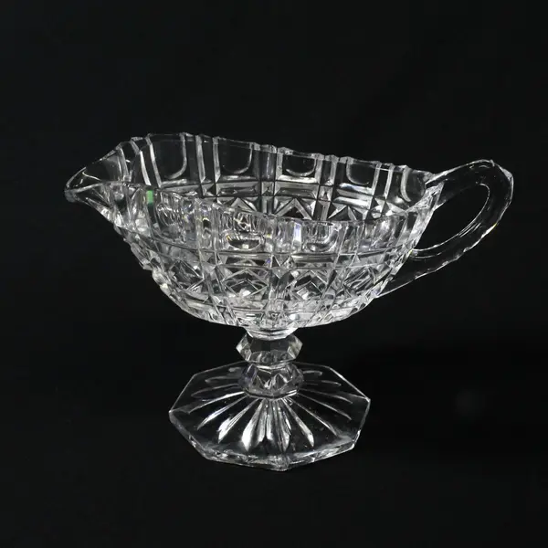 Vintage Clear Glass Gravy Boat Pedestal Base 5 Inch Sauce Server