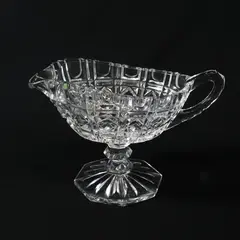 Vintage Clear Glass Gravy Boat Pedestal Base 5 Inch Sauce Server