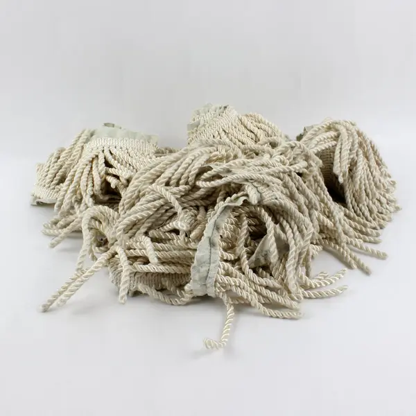 Lot of 3 Ivory Twisted Cord Fringe Trim Knitted Tops 72in Craft