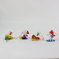 Lot of 4 Snoopy Peanuts Christmas Figurine Ornaments Holiday Decor