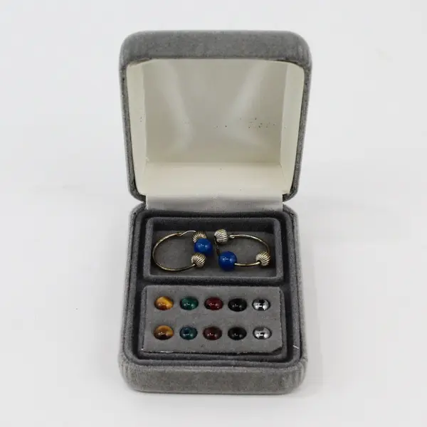 Vintage Interchangeable Bead Hoop Earrings Set Original Box 5 Pairs