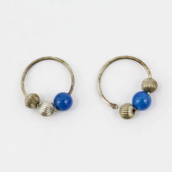 Vintage Interchangeable Bead Hoop Earrings Set Original Box 5 Pairs
