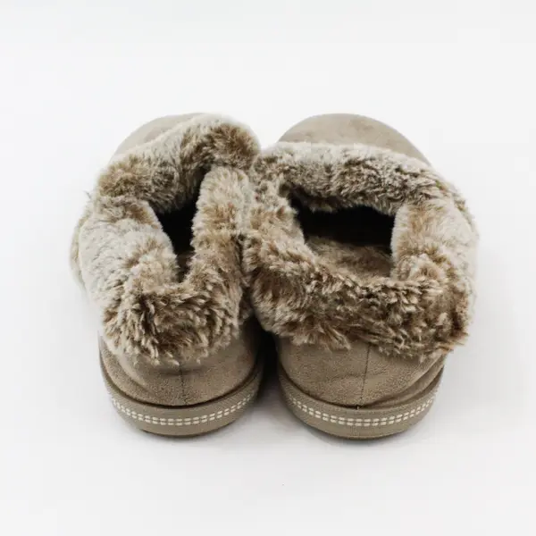 Skechers Women's Taupe Faux Suede Faux Fur Slippers Size 8